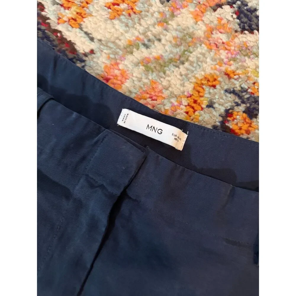 MNG Mango Pleated Mid Rise Shorts Dark Navy Size XL